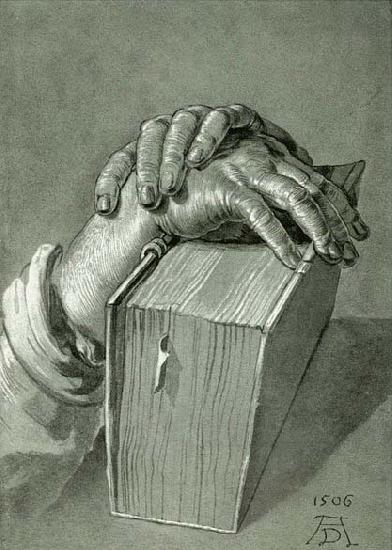 Albrecht Durer Hand Study with Bible - Drawing